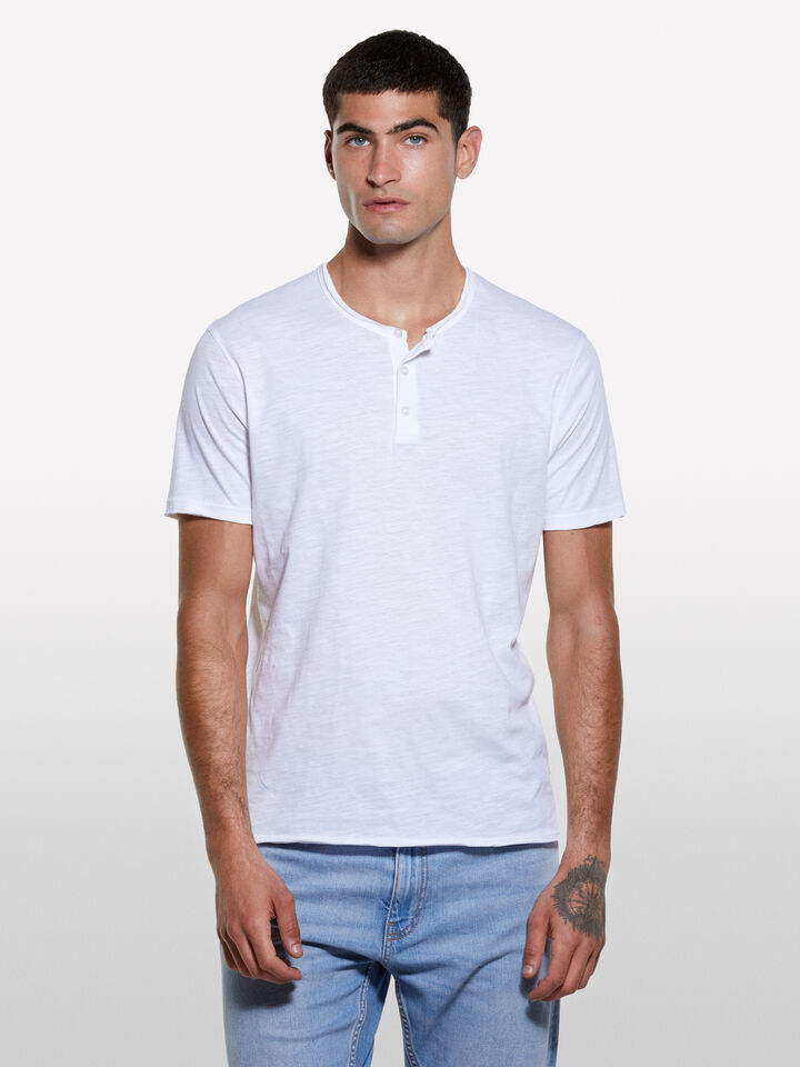 Weißes Henley-T-Shirt - kurzärmeliges t-shirt für herren - Weiss | Sisley image number 3